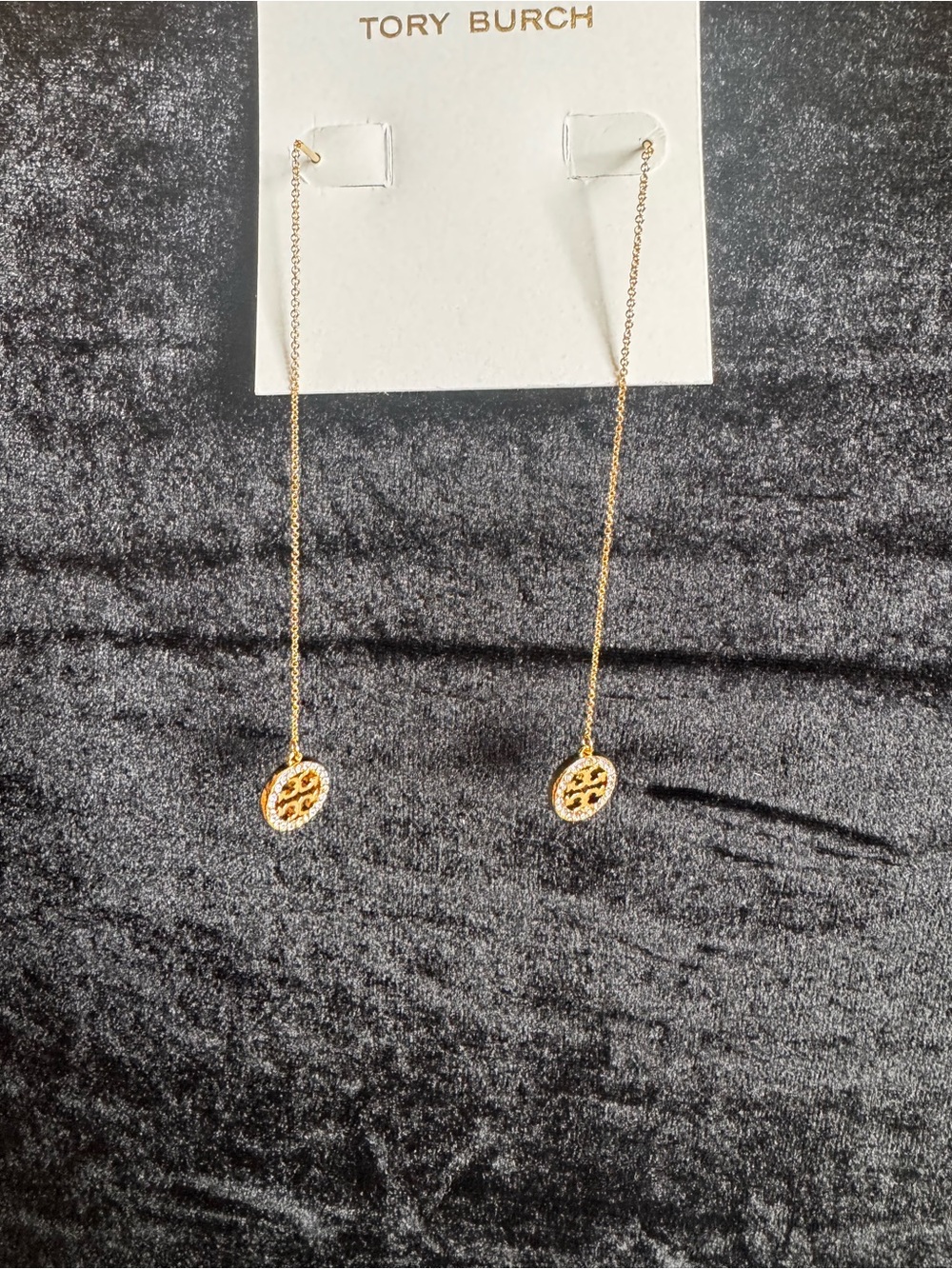 Tory Burch Delicate Gold Logo Threader Earrings